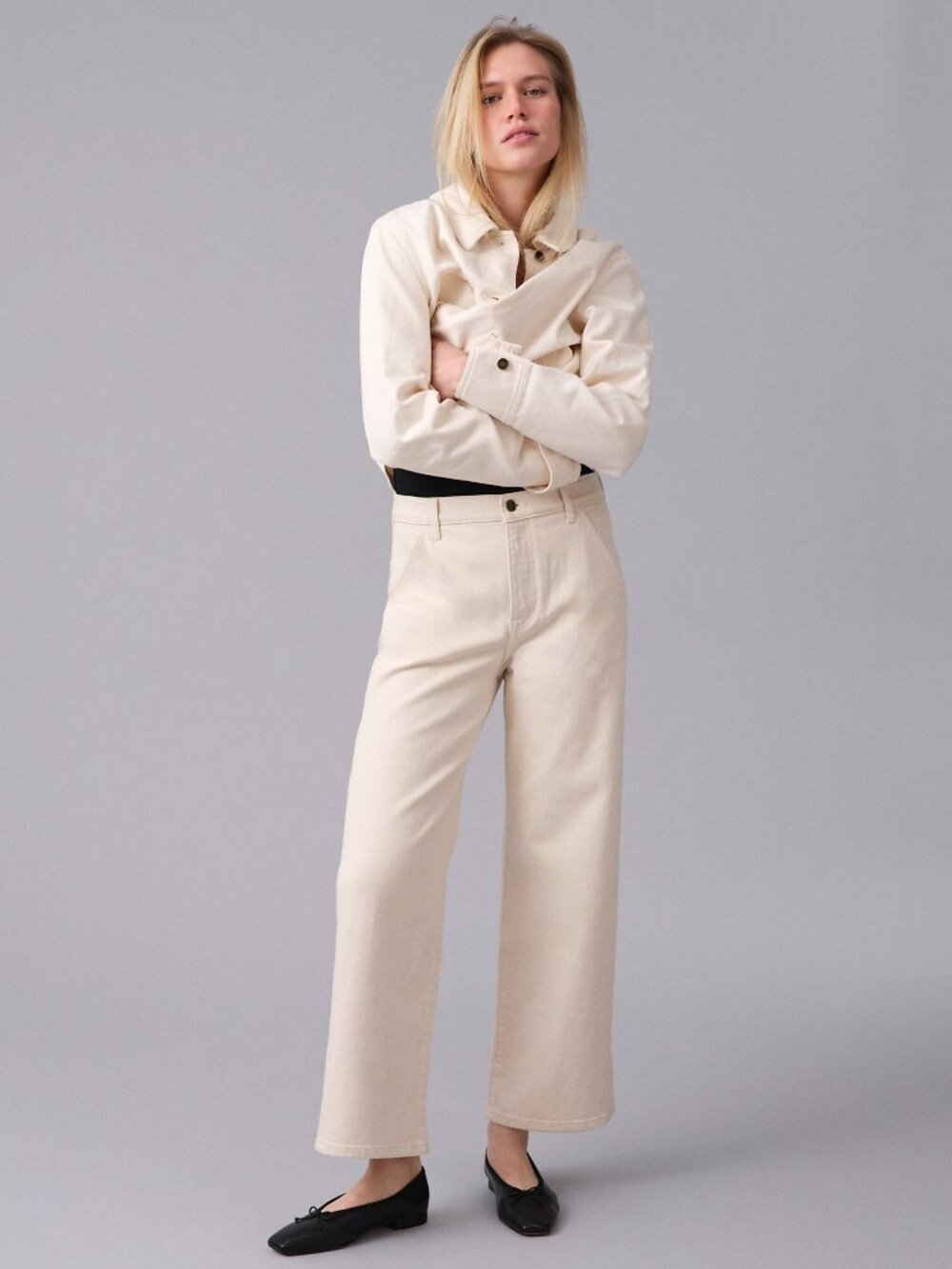 J.Crew utility slim-wide Jean 30 off white